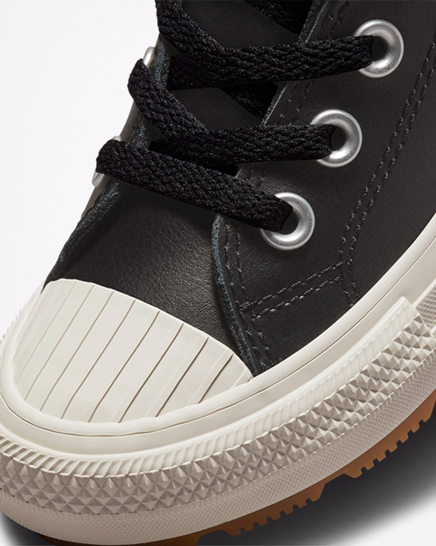 Girls' Converse Leather Chuck Taylor All Star Berkshire Boot Color High Top Shoes Black | AU 165C4Q